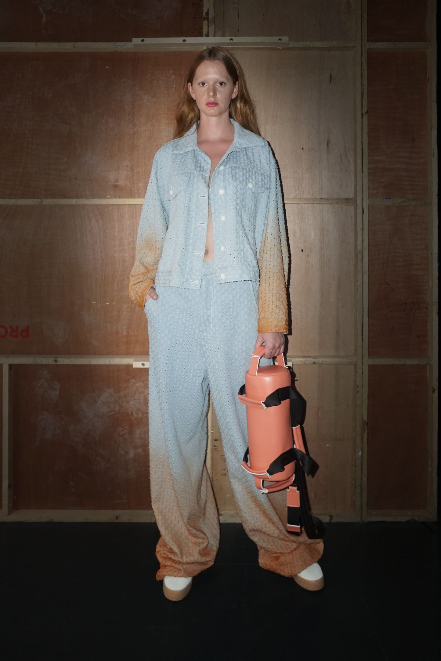 Perforated Jeans with Orange Gradient