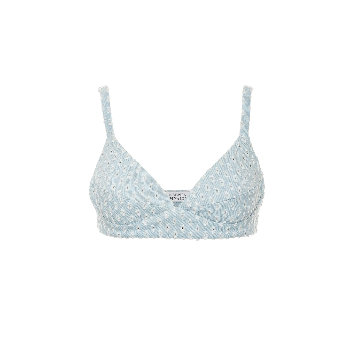 Perforated Denim Bra