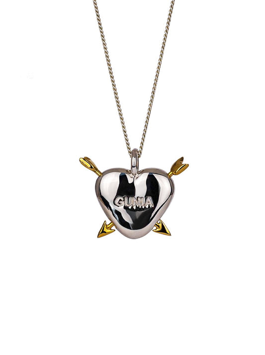 Heart-shaped silver pendant with gold plating