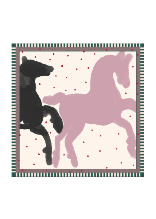Silk headscarf with horses